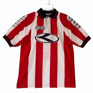 Garcis Mexico Soccer Futbol Jersey #4 Size L Red White Striped